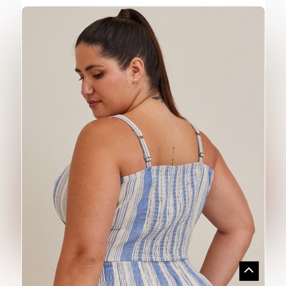 Torrid Blue & Ecru Adjustable Strap Crop Tank Top NWT Size 2X - Picture 5 of 15